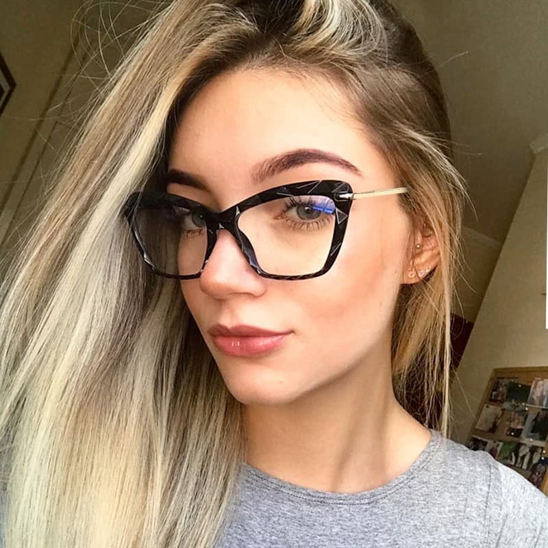 Óculos 100% Antirradiação / Armação Recortada Tipo Olhos de Gato / Óculos Moderno com Lentes Substituíveis