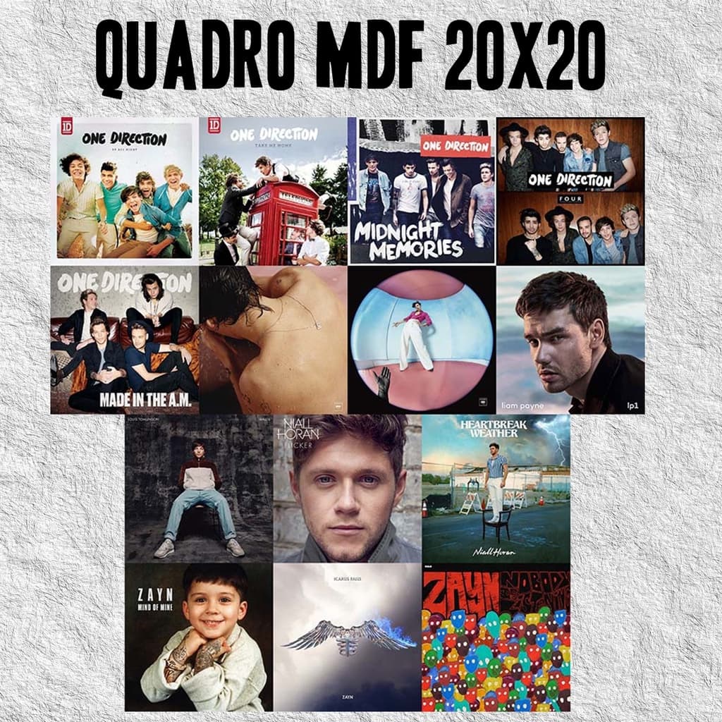 Quadro Decorativo Mdf One Direction, Harry Styles, Zayn Malik, Louis Tomlinsom, Niall Horan Liam Payne Quadro Mdf 20x20