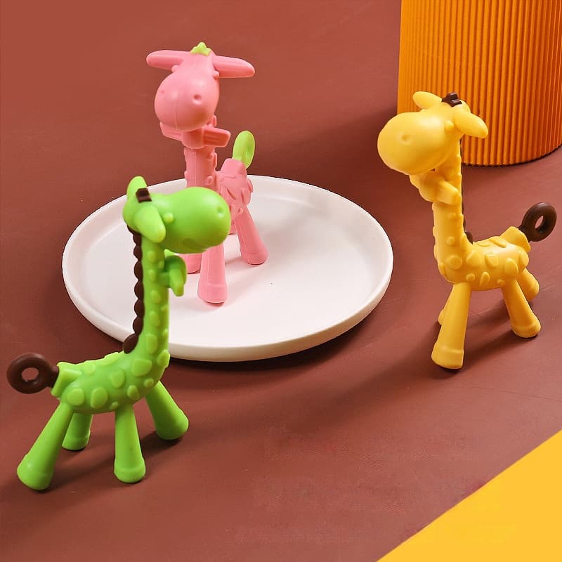 Mordedor De Silicone Com Girafa/Acessórios Para Bebês/Recém-Nascidos/Molar/0-36M