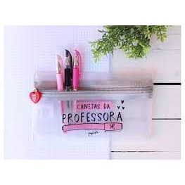 NECESSAIRE CANETAS DA PROFESSORA TRANSPARENTE PAPELOTE