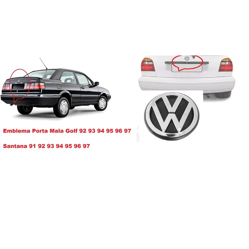 Emblema VW Porta Malas Santana Golf Cromado Modelo Original 4113B