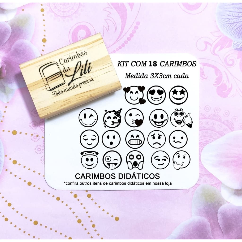 Carimbos Emojis - Carimbos emoções - Carimbo emoticon - Carimbos divertidos - carimbos pedagógicos