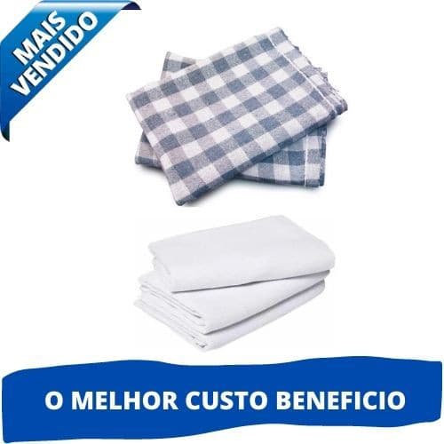 2 Panos De Chão Para Limpeza Branco Ou Xadrez 35x55