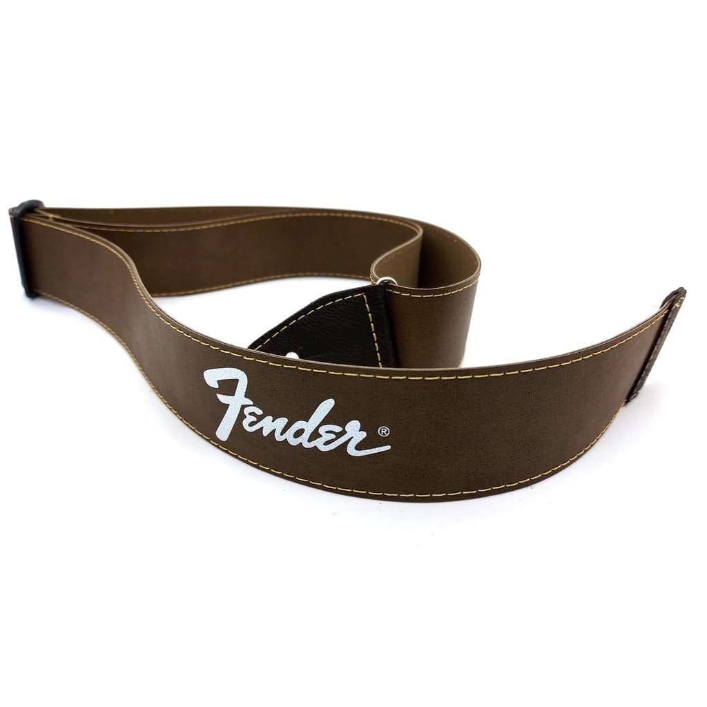 Correia alça para violão e guitarra fender regulável estilo couro marrom