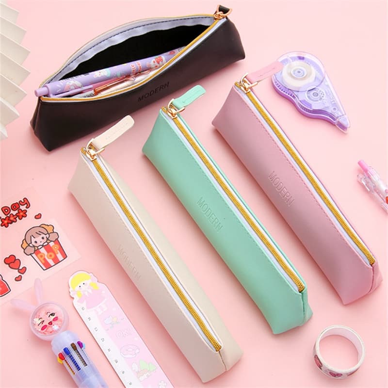 Estojo De Lápis De Couro PU/Pequeno Fofinho/Bolsa Kawaii/Material Escolar