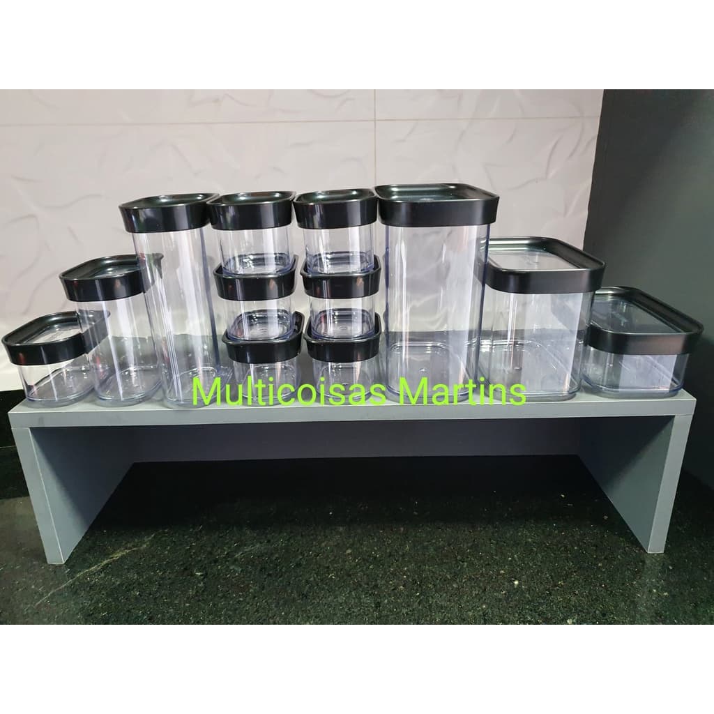 Kit Cozinha 12 Peças Anti Impacto de Potes Herméticos Conjuntos - 1 Kit Mantimentos