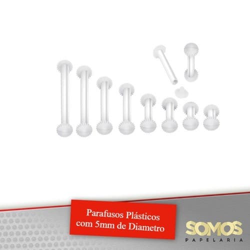 1000 Parafusos Plásticos Para Pastas E Ficharios 5mm  Ref 920