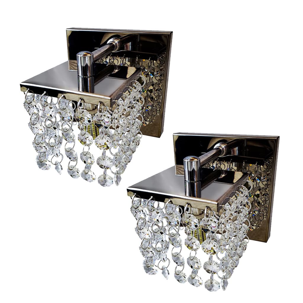 Kit 2 arandelas pedras de Cristais Legitimos não é acrílico Base inox espelhada alto brilho econômicas