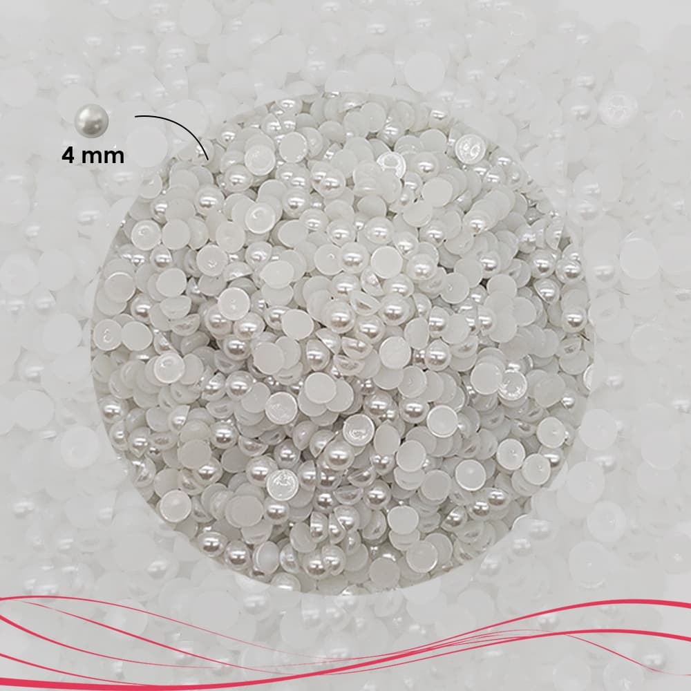 Meia Perola 4mm Branca 2.000 unidades Atacado Melhor Preço Base Reta Sem Furo Colagem Artesanato