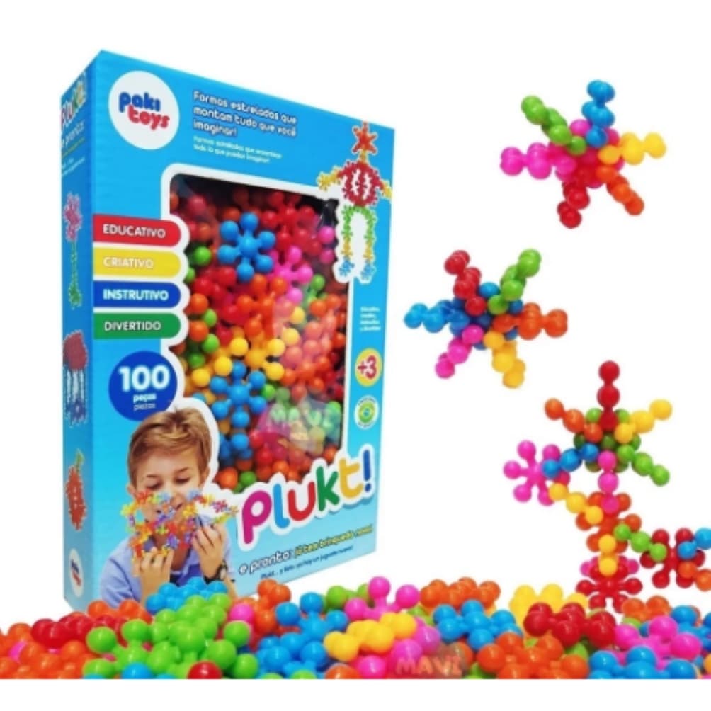 Blocos De Montar Plukt Estrela Colors Com 100 Pecas