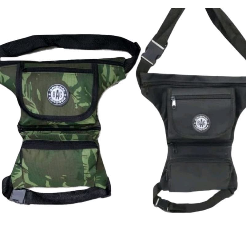 Pochete Cartucheira De Perna, Motoboy, Camping Paintball  Camuflada e Preta REF 353