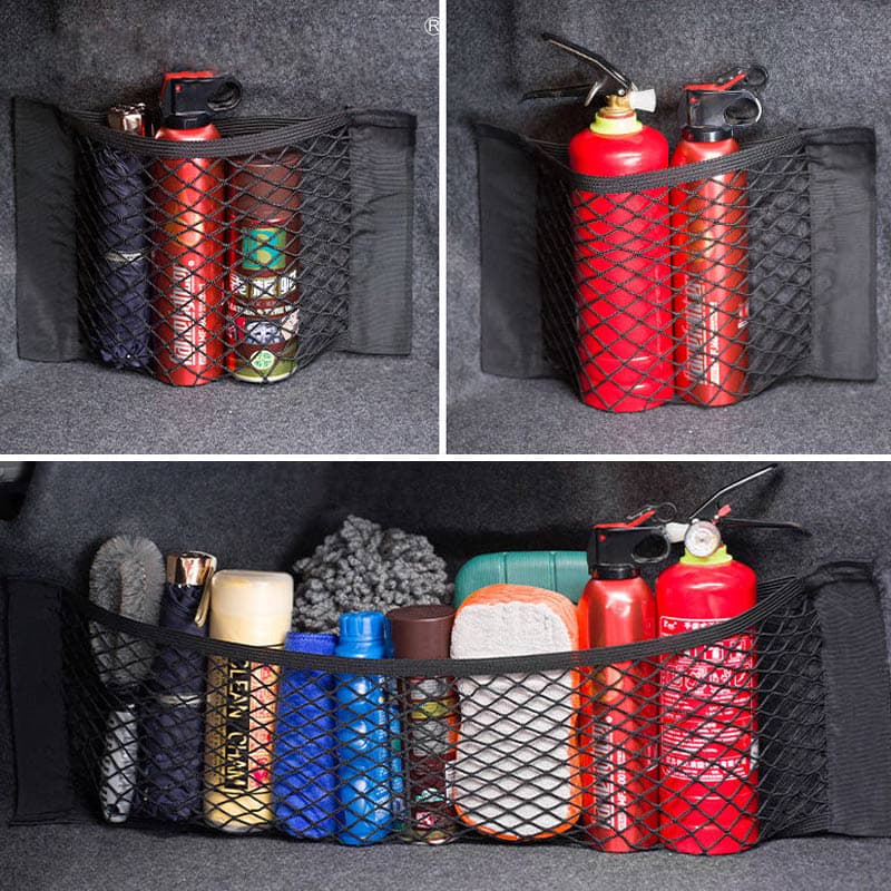 Malha Tronco Armazenamento Carro Saco 32/40/50/60/80x25cm Para Bagagem Náilon Adesivo Organizador