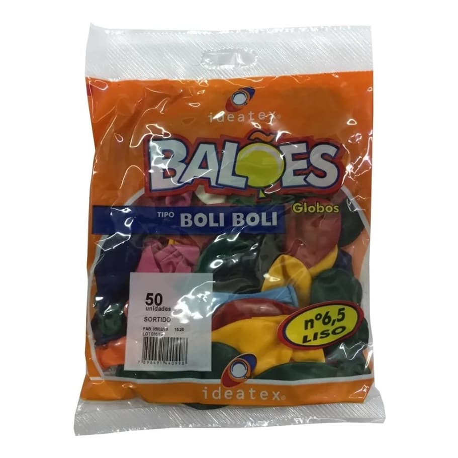 BALÃO BEXIGA FESTA BOLI BOLI N 6,5 - KIT COM 100 UNIDADES - IDEATEX