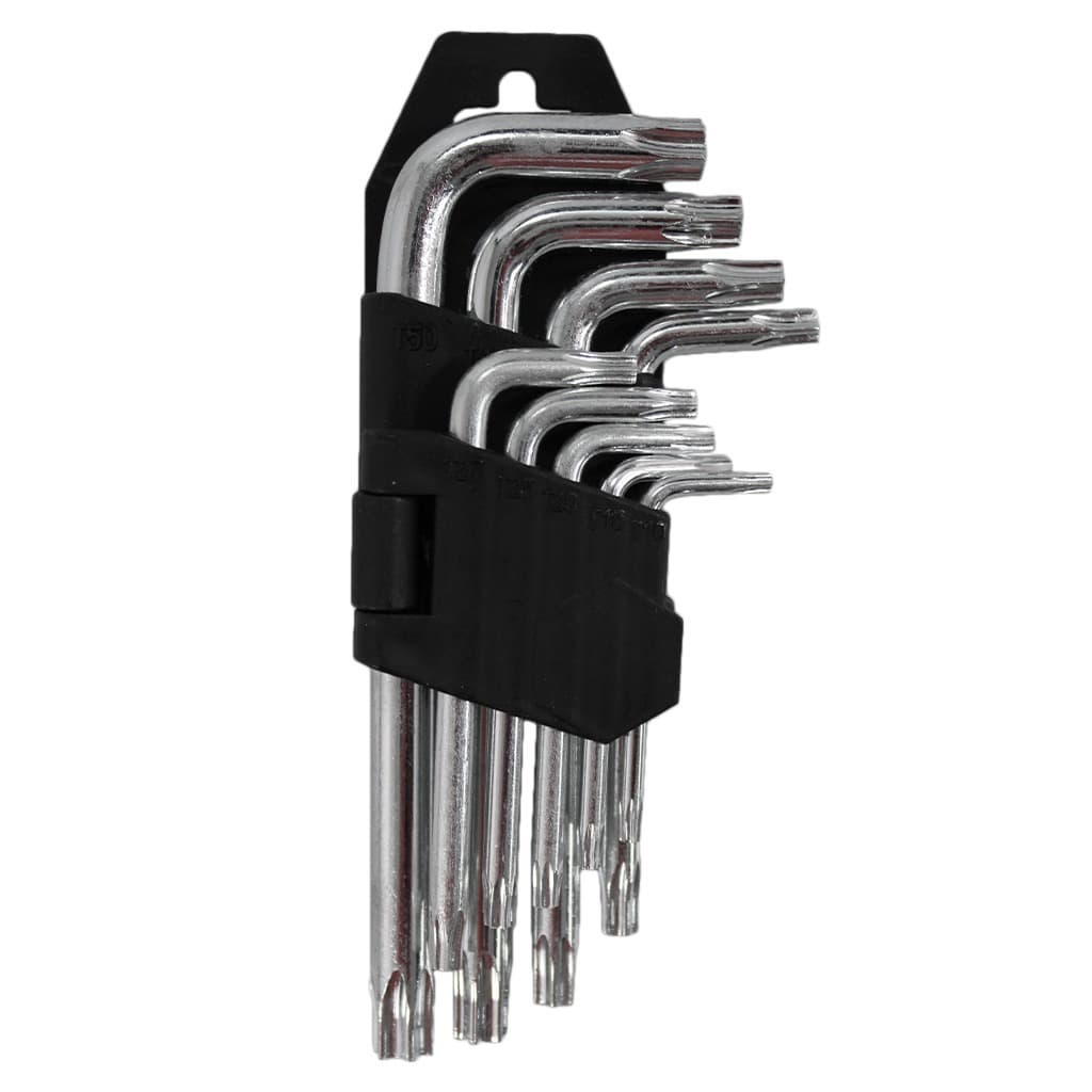 Jogo Kit De Chave Torx Tipo L 9 Peças Com Furo Profissional