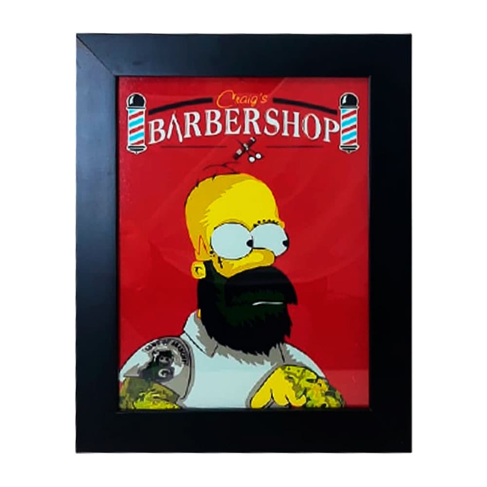 Quadro Decorativo Barbershop com Moldura e Vidro Mdf Adesivado
