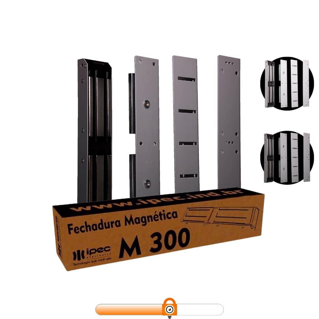 Fechadura M300 Trava Eletroímâ Eletromagnética Para Portas de vidro madeira Força 300kg Ipec