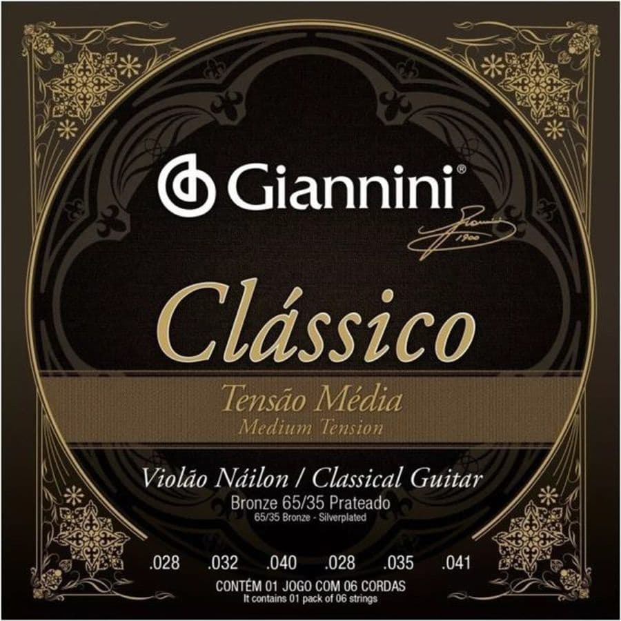 Encordoamento Violão Nylon Giannini 0.28 Tensão Média Clássica GENWPM