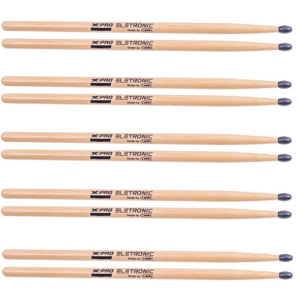 Kit 5 Baqueta C.ibanez X-pro Eletronic 7a Bateria Eletrônica Ponta de Nylon