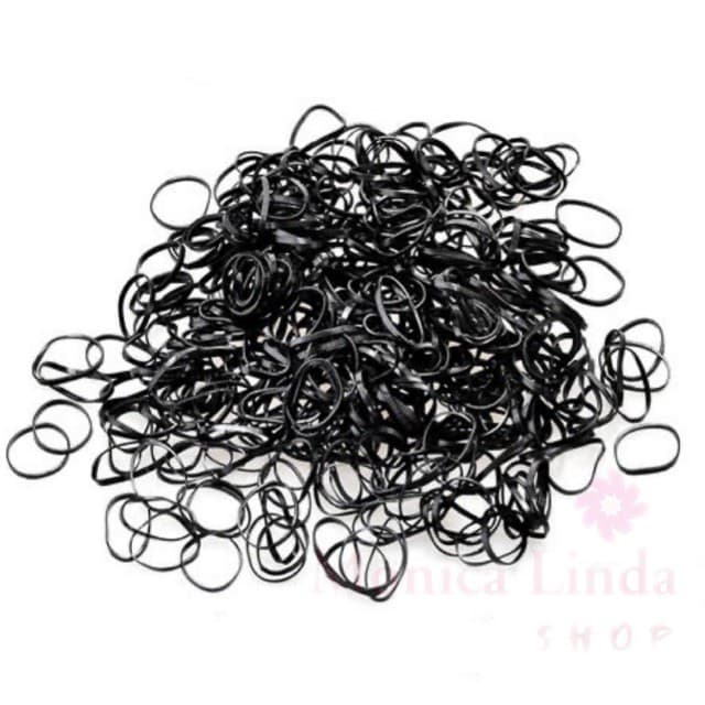 1Pacote Elásticos Negros pequenos de silicone para cabelo
