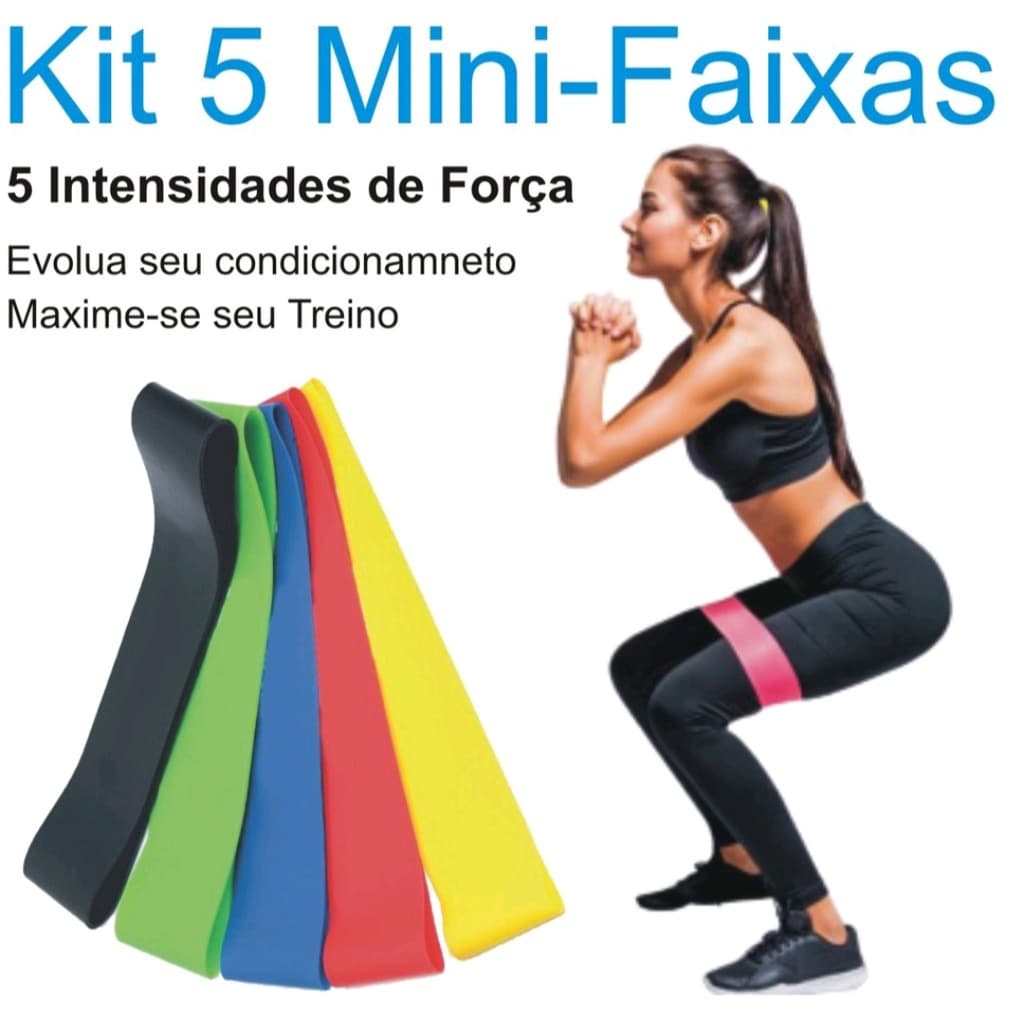 Kit mini bands 5 peças intensidades e cores diferentes