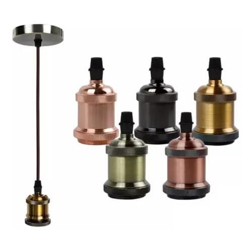 Pendente Simples Deco Vintage Retro 1 Lampada Soquete E27 Chumbo Cobre Preto Prata Rosa Dourado