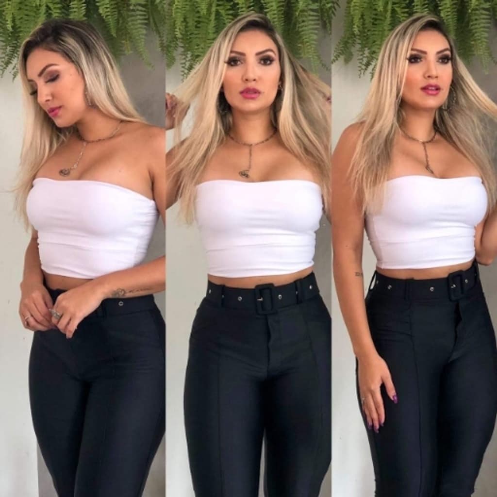 Top Feminino Faixa Com Bojo Tomara Que Caia Sucesso Nas Blogueiras Moderno Casual Festas
