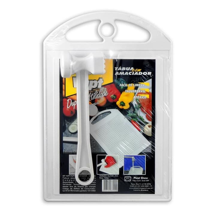Kit Tábua De Carne + Batedor Martelo De Carne Plastico
