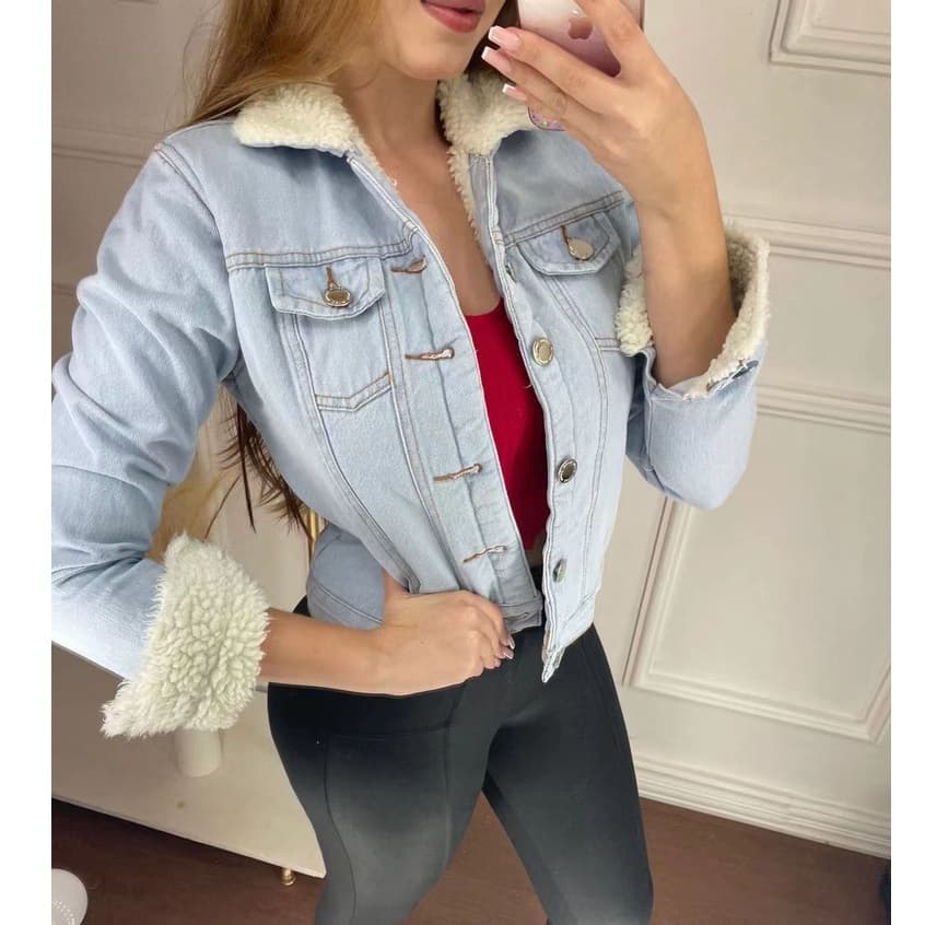 Jaqueta jeans Feminina com forro Alpaca Nova moda