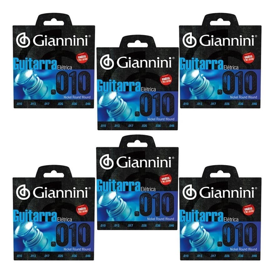 Kit 6 Encordoamento Guitarra .010 Geegst C/ Mizinha Giannini