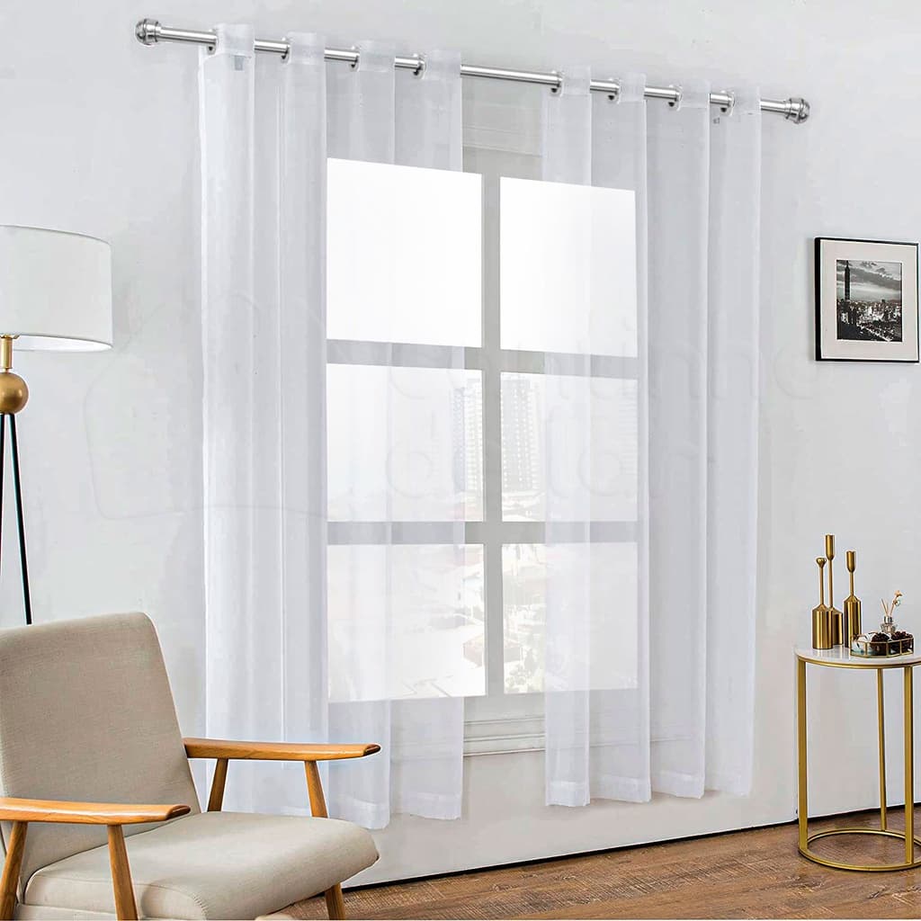 Cortina Branca de Voil Tecido Liso Para Sala - 2,80m x 1,70m