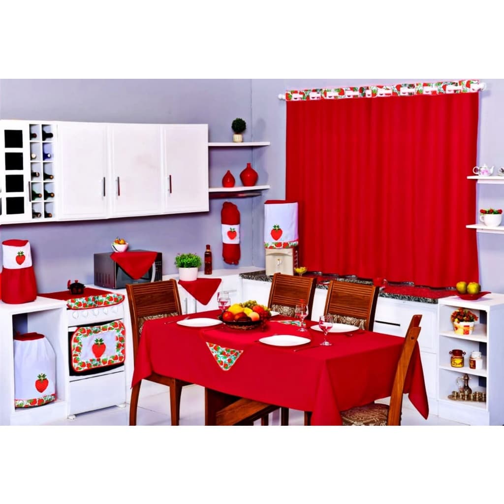 Jogo de Cozinha Completo 12 Peças com Cortina Oxford