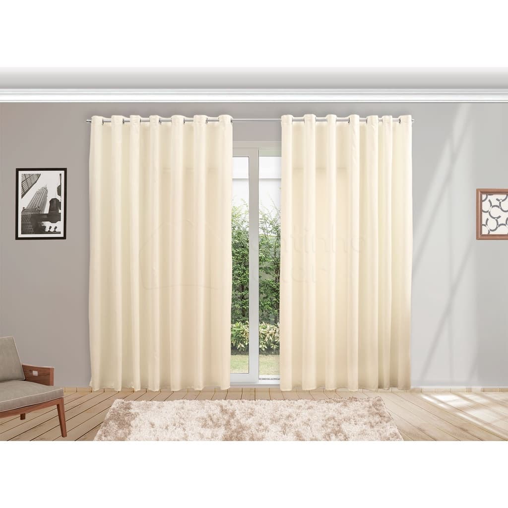 Cortina Para Sala e Quarto Elegante Tecido - 4 Metros Palha
