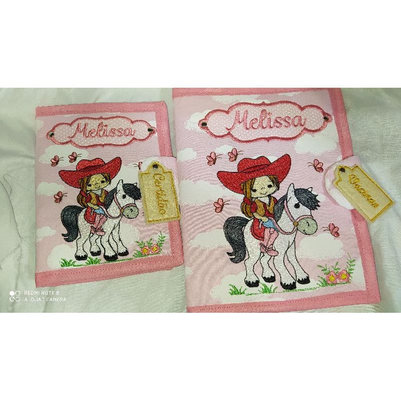 kit capa de caderneta vacinas e capinha para certidão de nascimento 17x12 cm