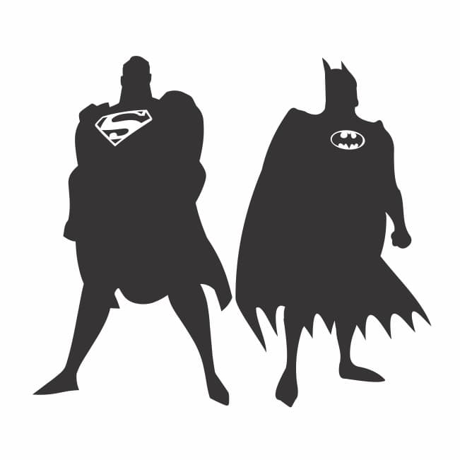 Adesivos Geek Nerd Batman Vs Super Homem 15cm X 13cm Silhueta Decoração de Móveis Porta Balcão Janela