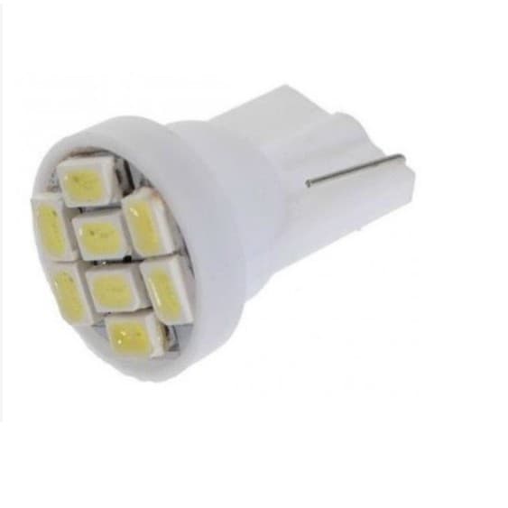 10 x Lâmpada 8 leds T10 8 leds automotiva de LED pingo placa T10 8 leds w5w super branca - unidade