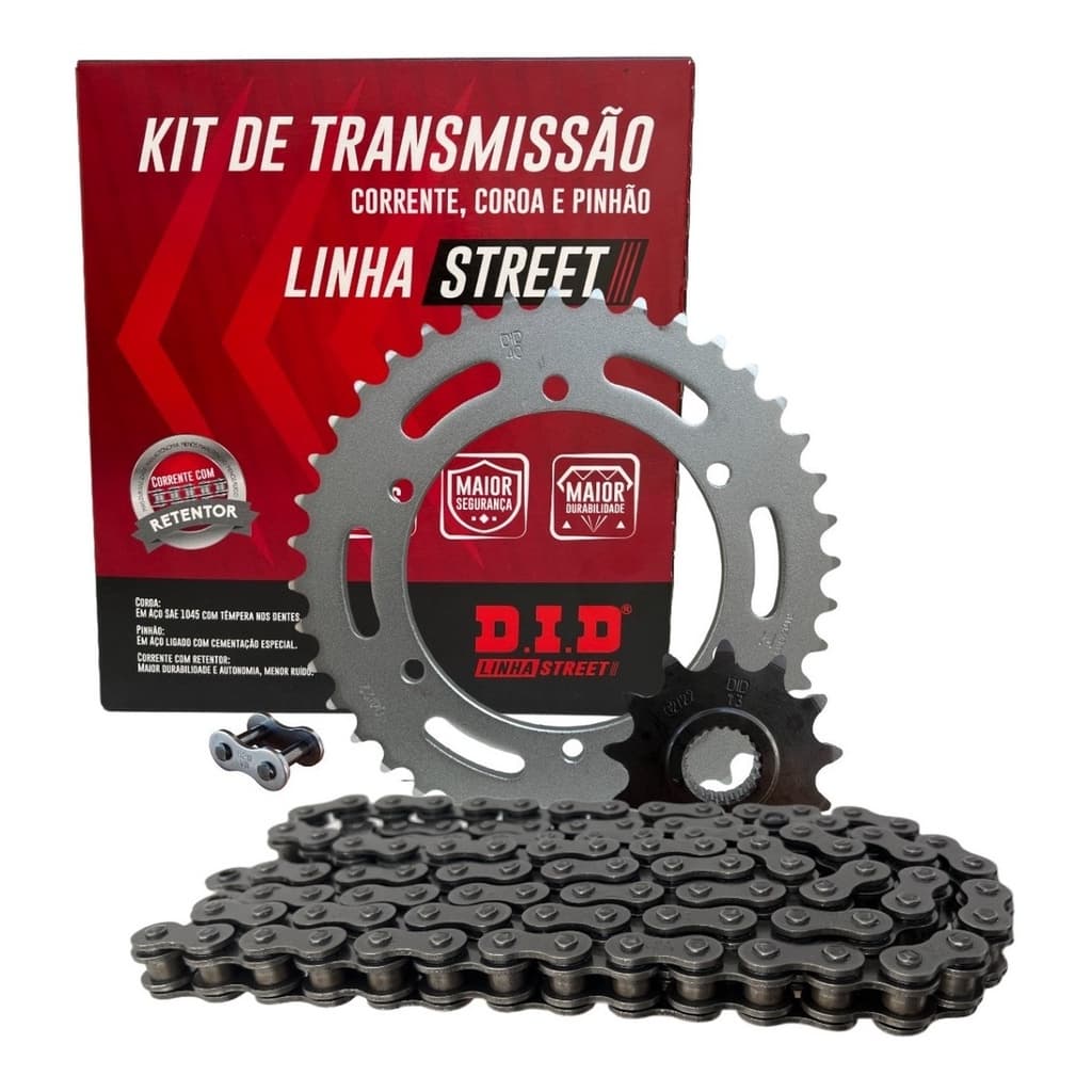 Kit Relação Transmissão DID Fz25 Fazer 250 2018 2019 2020 2021 2022 2026 Com Retentor