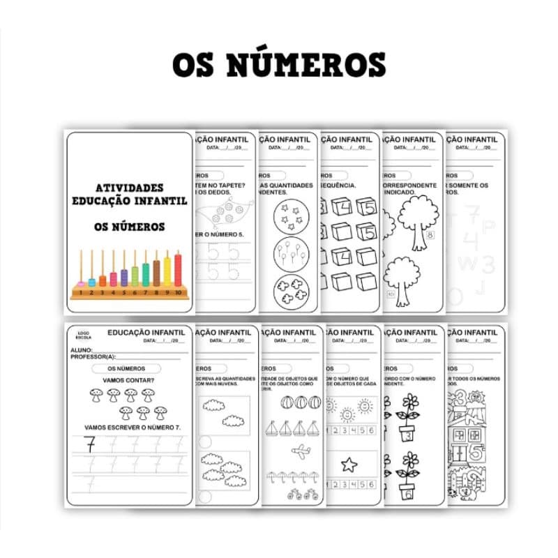 Envelope de atividades - educação infantil, numeral entre outros