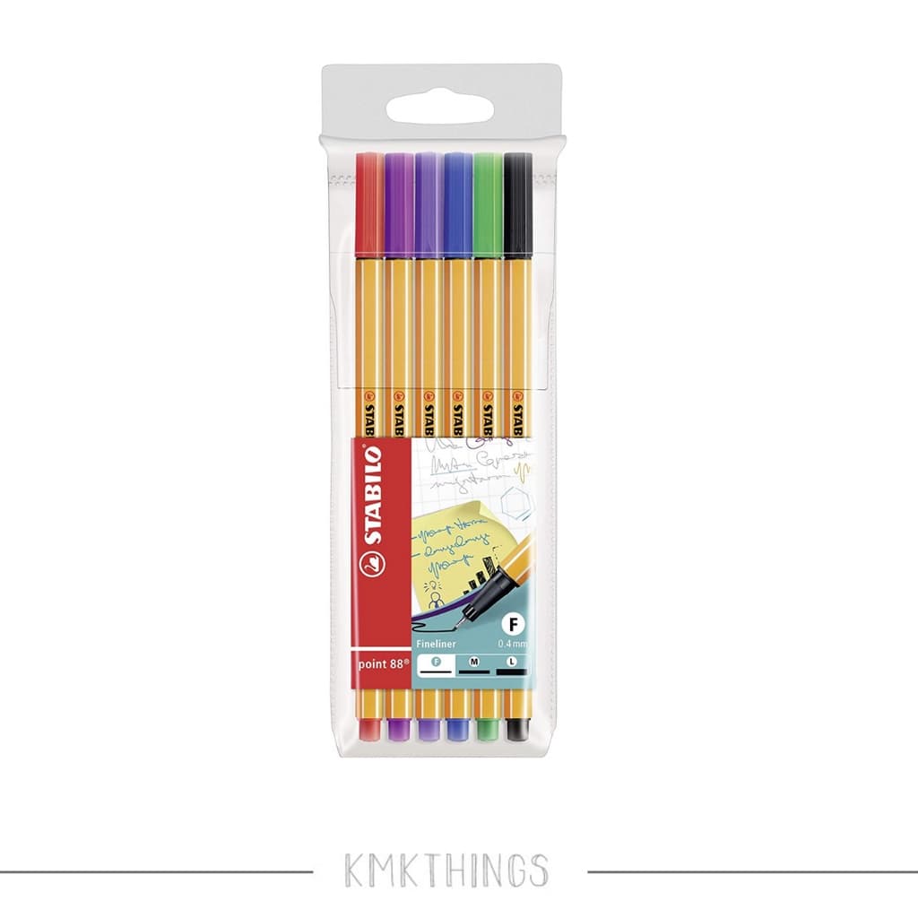 Estojo 6x Stabilo cores classicas canetas Point 88  0,4mm