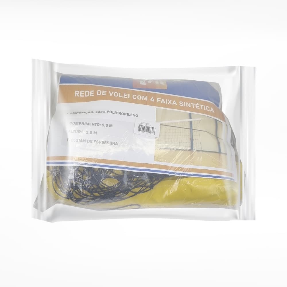 Rede Volei Nylon 4 Faixas Sintética Fio 1,5mm Malha 15cm  9,50 x 1,00 - 1 Fit