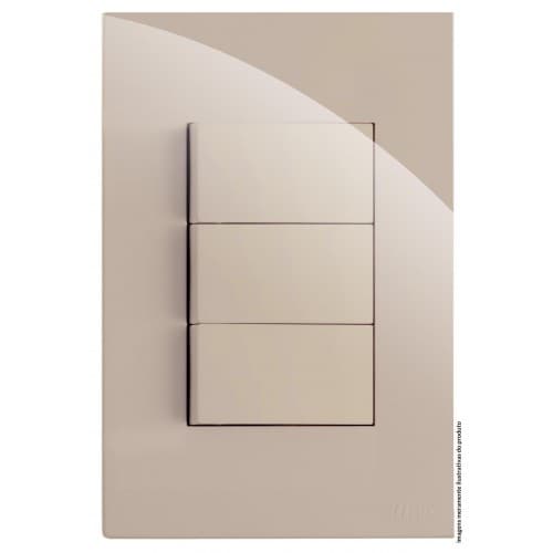 CJ INTERRUPTOR TRIPLO PARALELO 4X2 - RECTA AREIA GLOSS