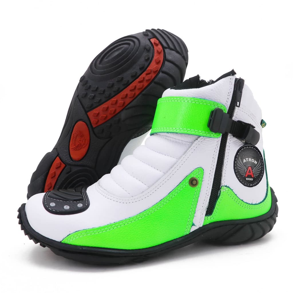 Bota Cano Curto Couro Para Motociclista ATRON 271 KM BCO VD