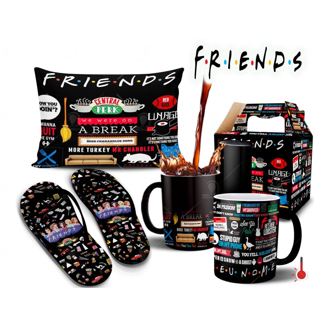 Caneca Mágica + Kit com Chinelo Série Friends com Nome