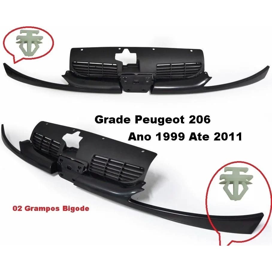 Grade Dianteira Com Bigode Peugeot 206 98 04 10 14 16 Todos