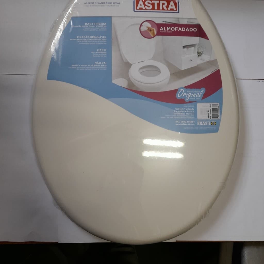 Assento Sanitário Oval Almofadado Astra Bege