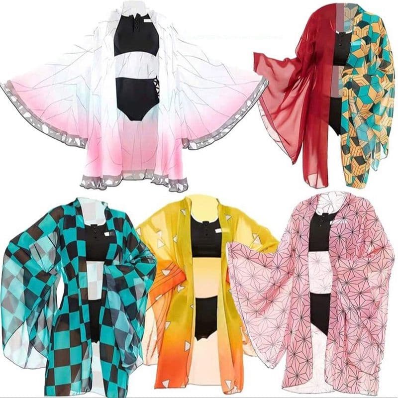 Demon Slayer Shinobu Kocho Cosplay Kimetsu no Yaiba Bikini Beach Swimsuit Anime Conjunto Terno Ver茫o