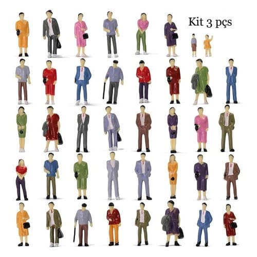 Kit 3 Pçs Sortidas Figuras Humanas Jardim Miniatura Terrário aproximadamente 3,5 cm