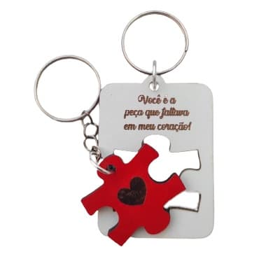 Kit 25 Chaveiros Quebra-cabeça Namorados Casal Mdf