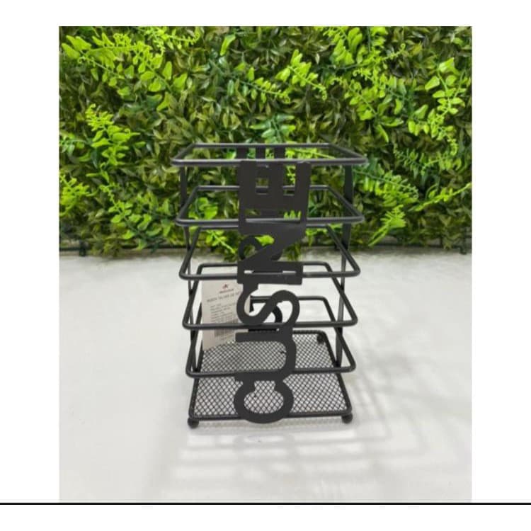 Porta Talheres Em Metal Utensílio De Cozinha Preto