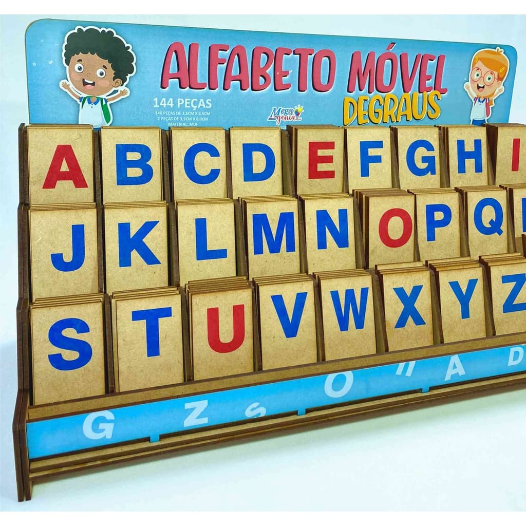 Brinquedo Educativo Alfabeto Móvel Degraus MDF - Mega Impress