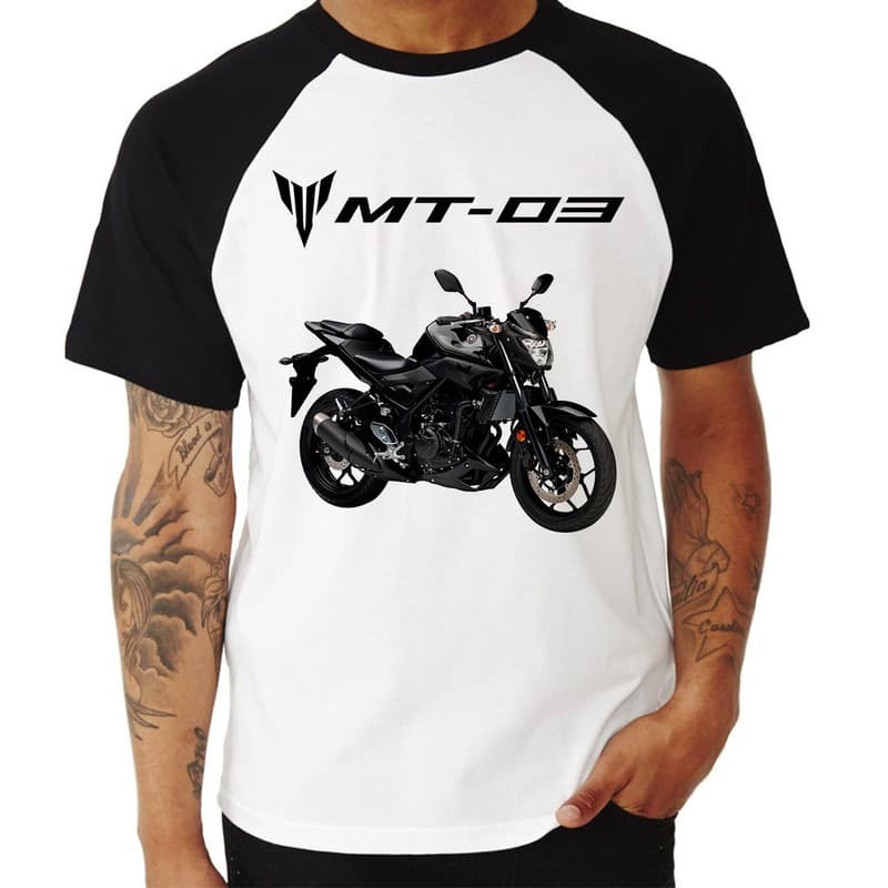 Camiseta Raglan Moto Yamaha MT03 Preta